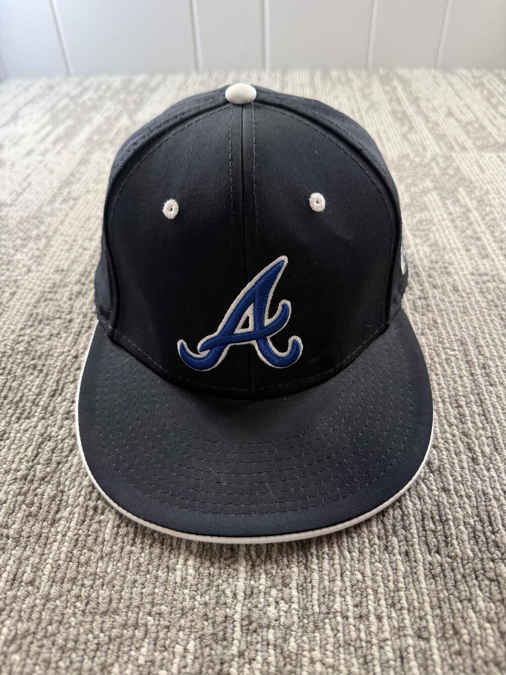 Atlanta Braves Hat Cap Mens 7 1/4 Blue MLB Baseball The Game Pro Fitted